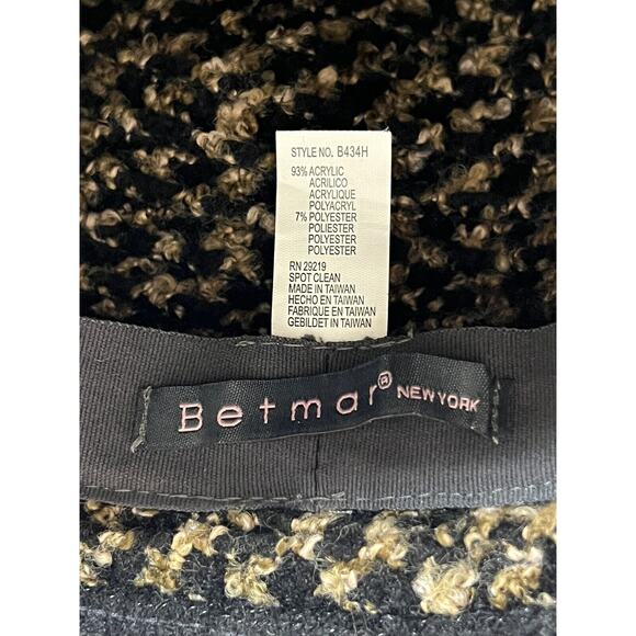 Betmar Cloche Hat One Size New York Willow Knit Boucle Bucket Flower Black Brown - Picture 7 of 9